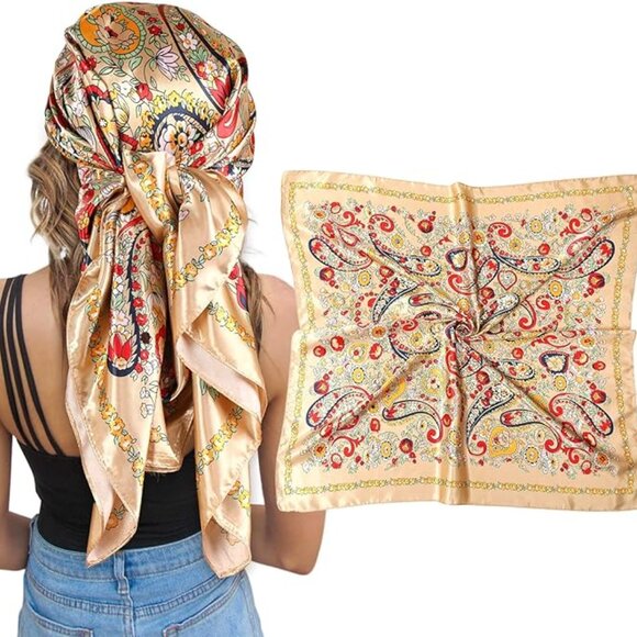 Large Hair Silk Bandana 35”×35” - Picture 1 of 4